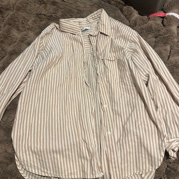 Sonoma Tops - Sonoma Beige and White Striped Shirt